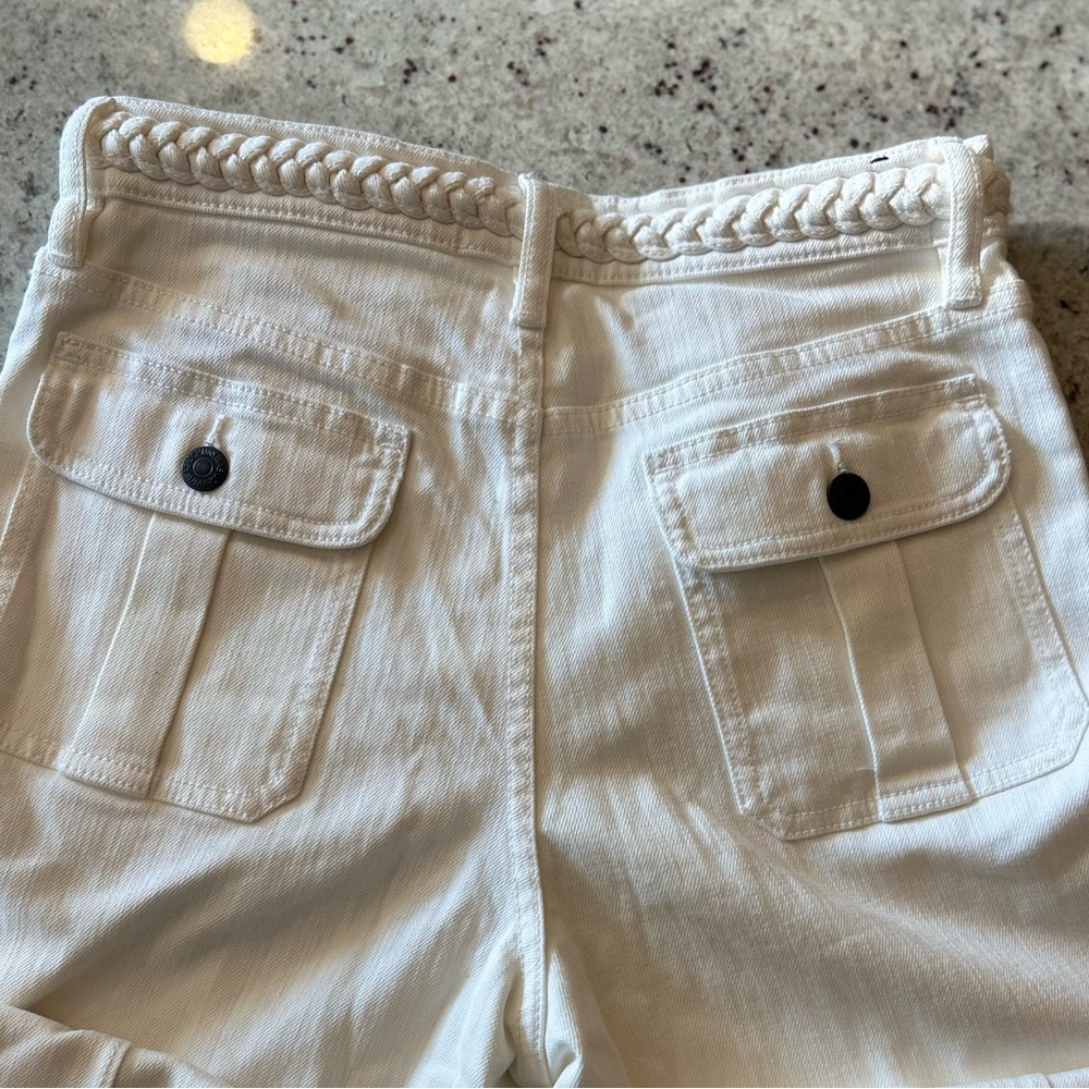Johnny Was White High Rise Braided Wide Leg Jeans - Picture 6 of 13